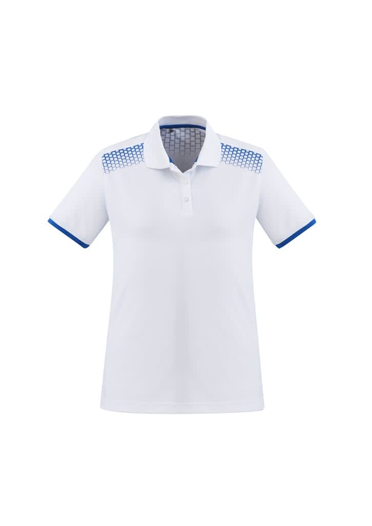 Womens Galaxy Short Sleeve Polo - P900LS Image White/Royal