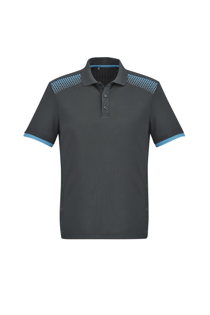 Mens Galaxy Short Sleeve Polo - P900MS Image Grey/Cyan