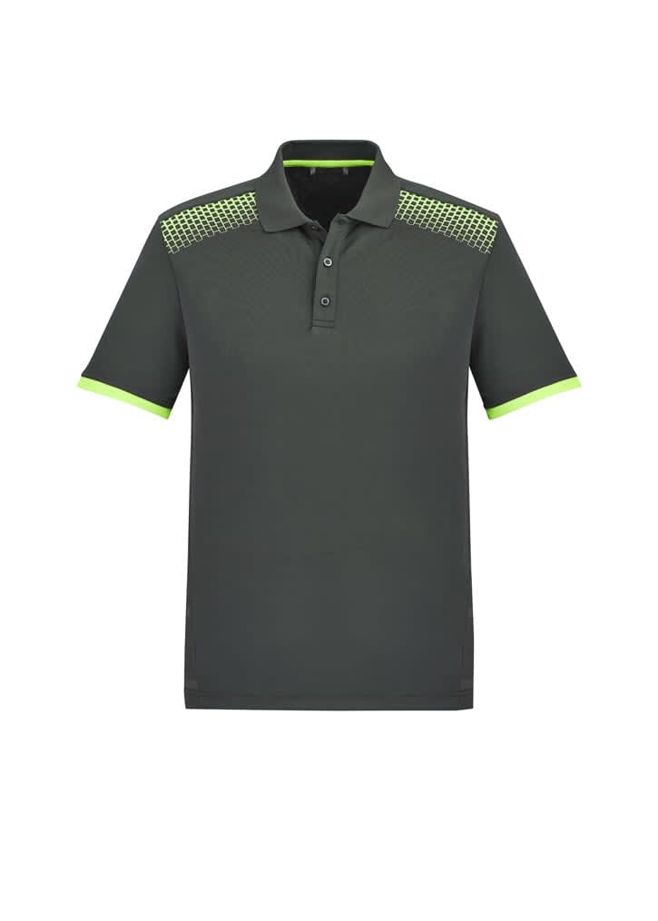 Mens Galaxy Short Sleeve Polo - P900MS Image Grey/Fluoro Lime