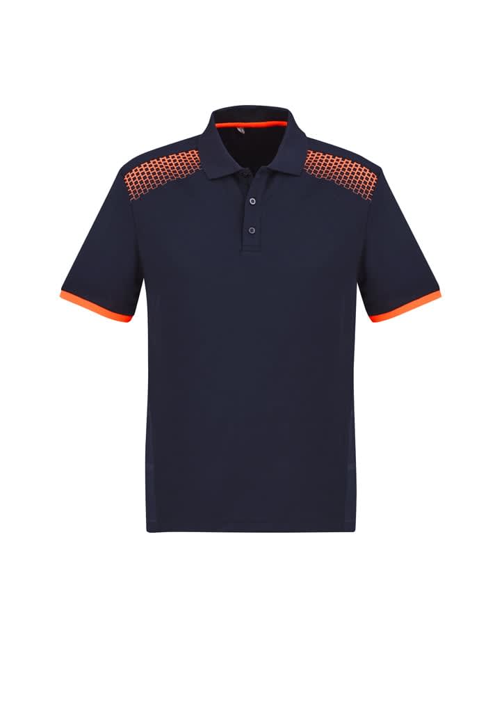Mens Galaxy Short Sleeve Polo - P900MS Image Navy/Fluoro Orange