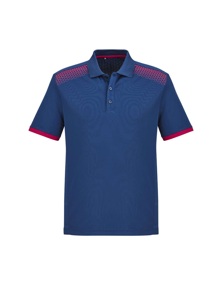 Mens Galaxy Short Sleeve Polo - P900MS Image Steel Blue/Magenta