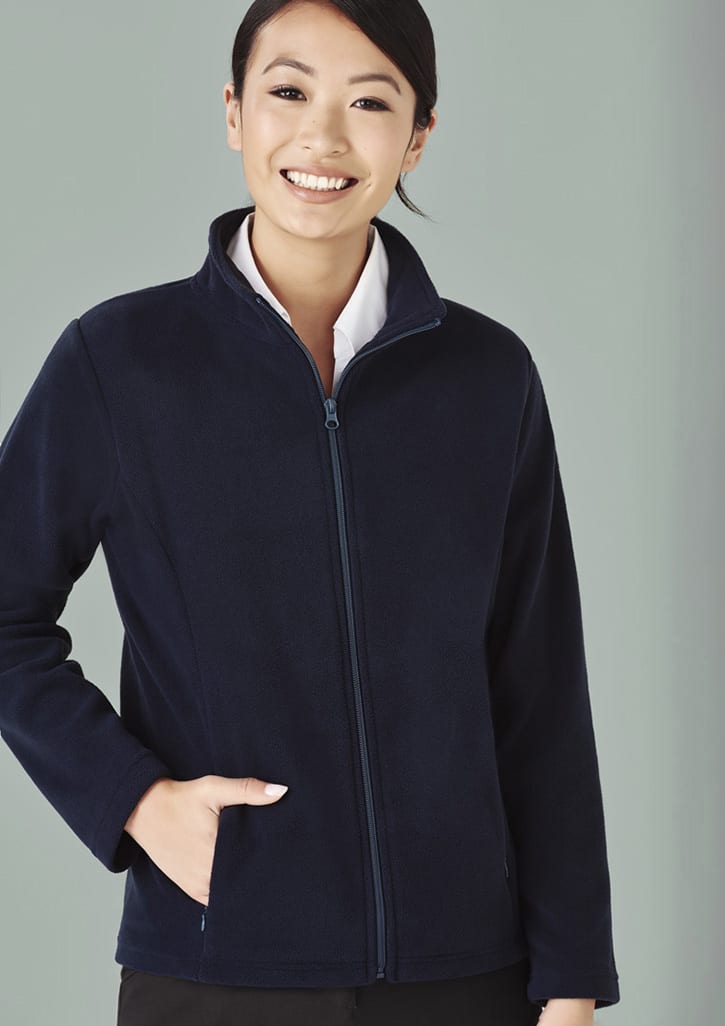 Womens Plain Micro Fleece Jacket - PF631 Image Navy