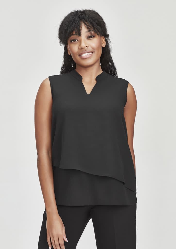 Womens Seville Sleeveless Layered Blouse - RB260LN Image Black