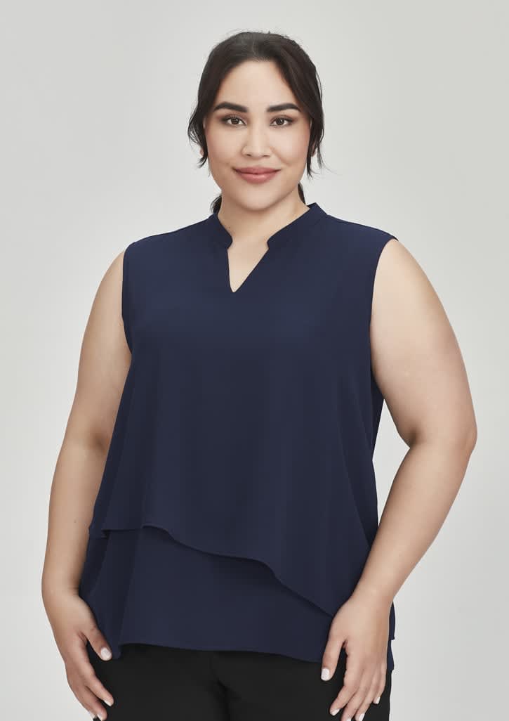 Womens Seville Sleeveless Layered Blouse - RB260LN Image Navy