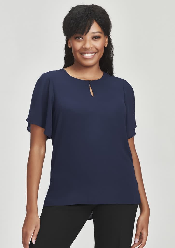 Womens Vienna Short Sleeve Blouse - RB261LS Image Navy