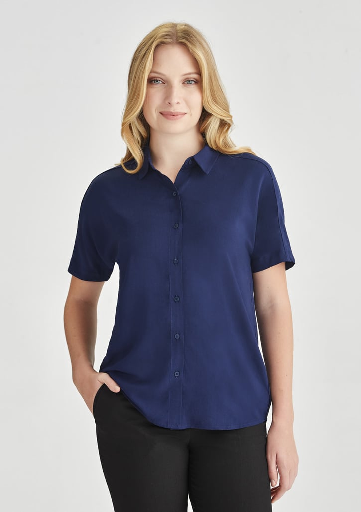 Womens Dahlia Short Sleeve Blouse - RB365L Image Navy