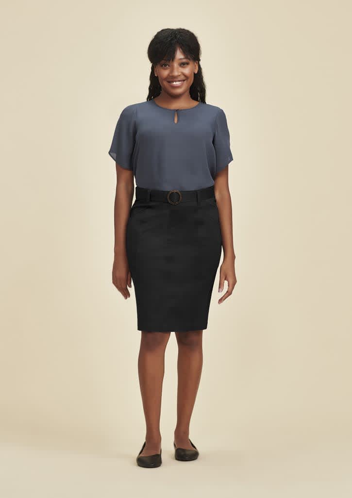 Womens Mid Waist Stretch Chino Skirt - RGS264L Image Black