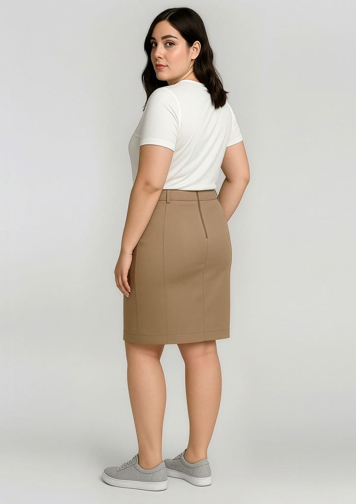 Womens Mid Waist Stretch Chino Skirt FA-RGS264L