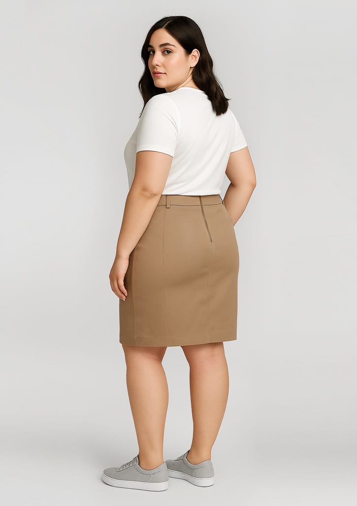 Womens Mid Waist Stretch Chino Skirt FA-RGS264L