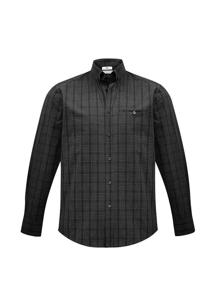 Mens Harper Long Sleeve Shirt - S820ML Image Black/Silver