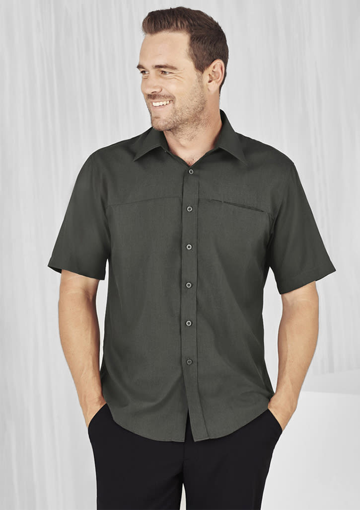 Oasis Mens Plain Short Sleeve Shirt - SH3603 Image Charcoal