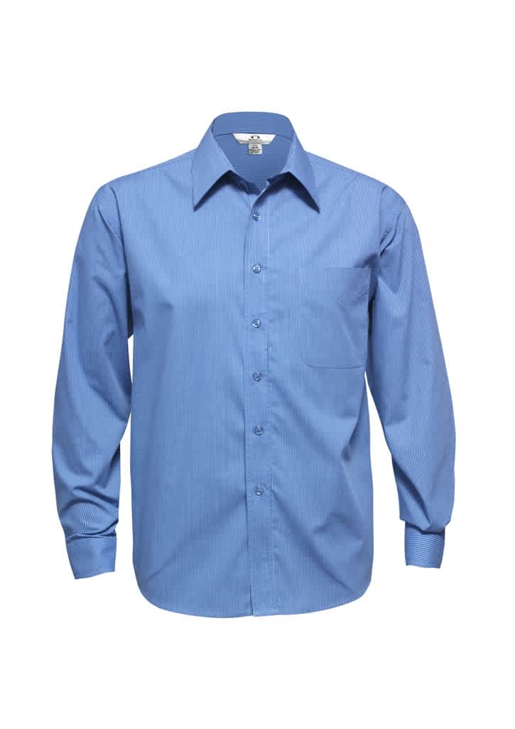Mens Micro Check Long Sleeve Shirt - SH816 Image Mid Blue