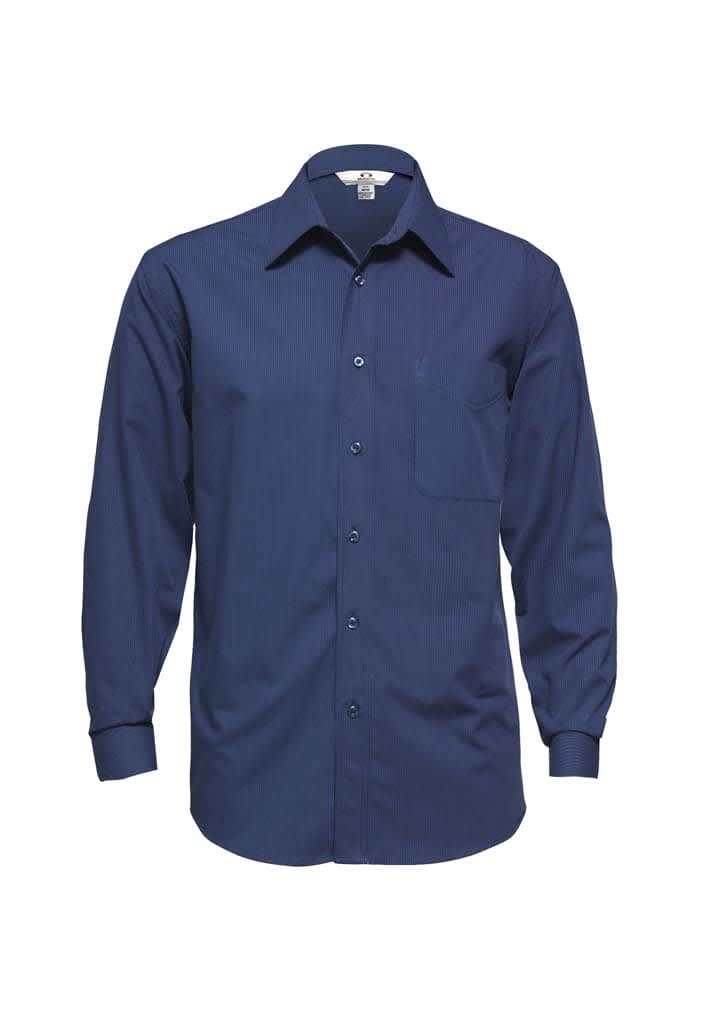 Mens Micro Check Long Sleeve Shirt - SH816 Image Navy