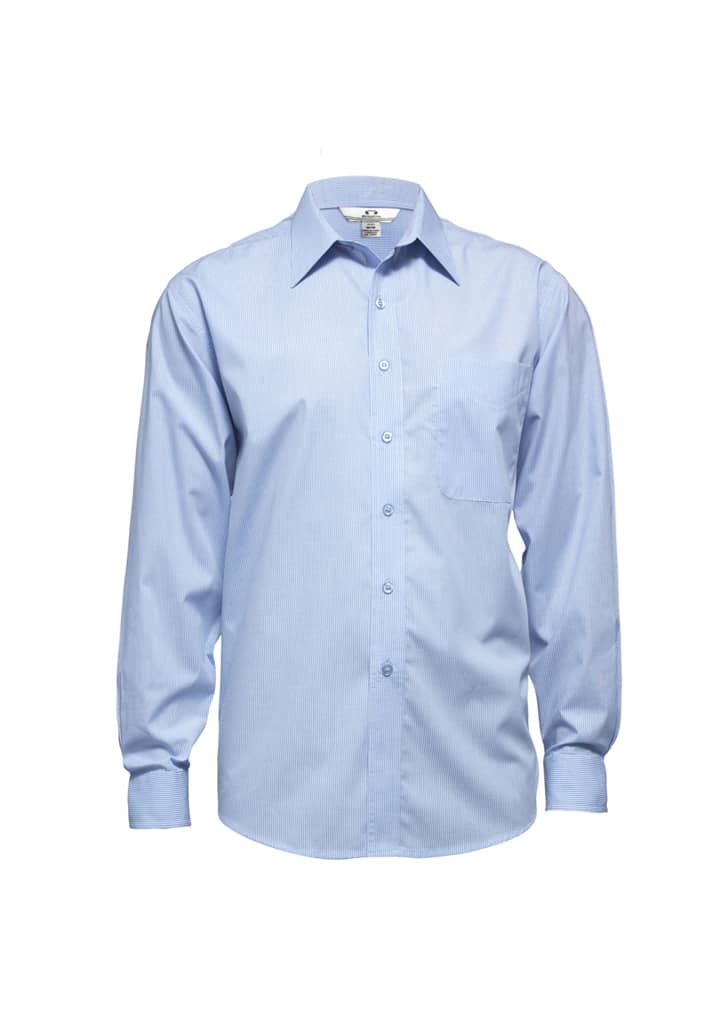 Mens Micro Check Long Sleeve Shirt - SH816 Image Sky