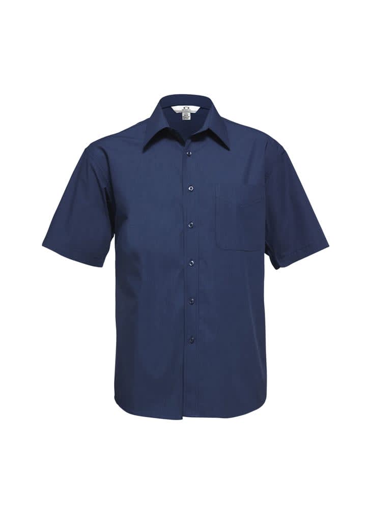 Mens Micro Check Short Sleeve Shirt - SH817 Image Navy