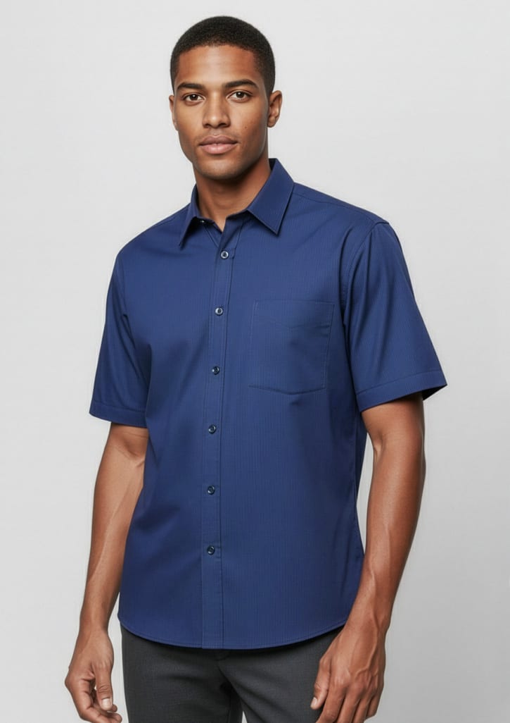 Mens Micro Check Short Sleeve Shirt