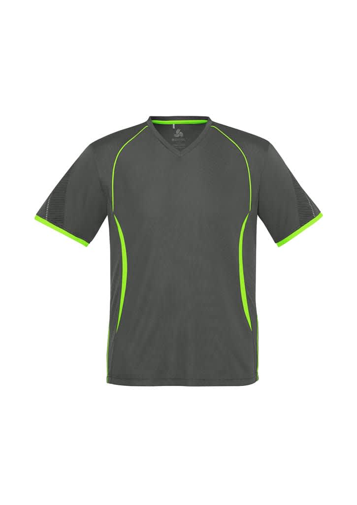 Mens Razor Short Sleeve Tee - T406MS Image Grey/Fluoro Lime