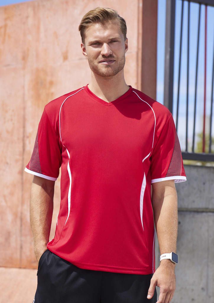 Mens Razor Short Sleeve Tee - T406MS Image Red/White