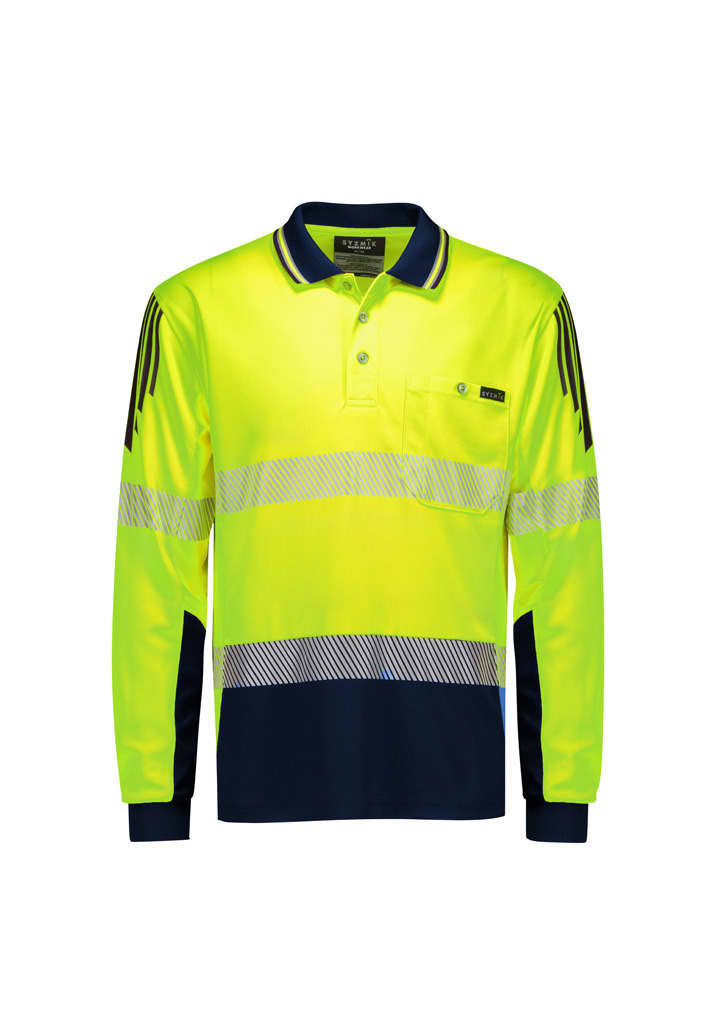 Mens Hi Vis Flux Segmented Tape Long Sleeve Polo FA-ZH550