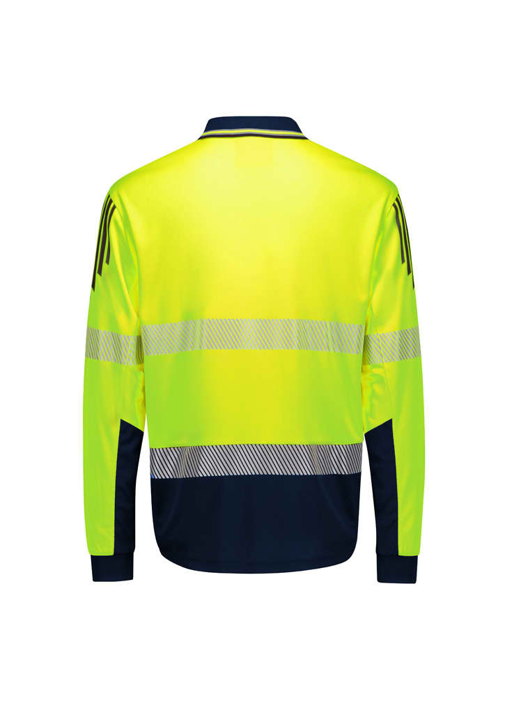 Mens Hi Vis Flux Segmented Tape Long Sleeve Polo FA-ZH550