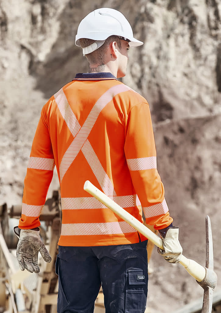 Unisex Hi Vis X Back NSW Rail Long Sleeve Polo