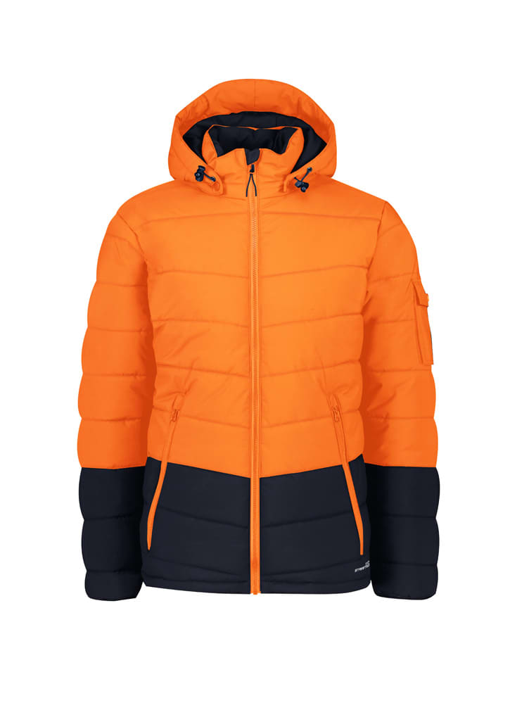 Unisex Streetworx Hooded Puffer Jacket - ZJ240 Image Orange/Navy