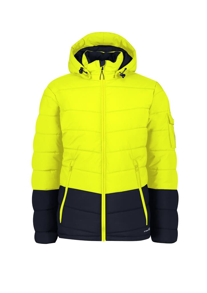 Unisex Streetworx Hooded Puffer Jacket - ZJ240 Image Yellow/Navy