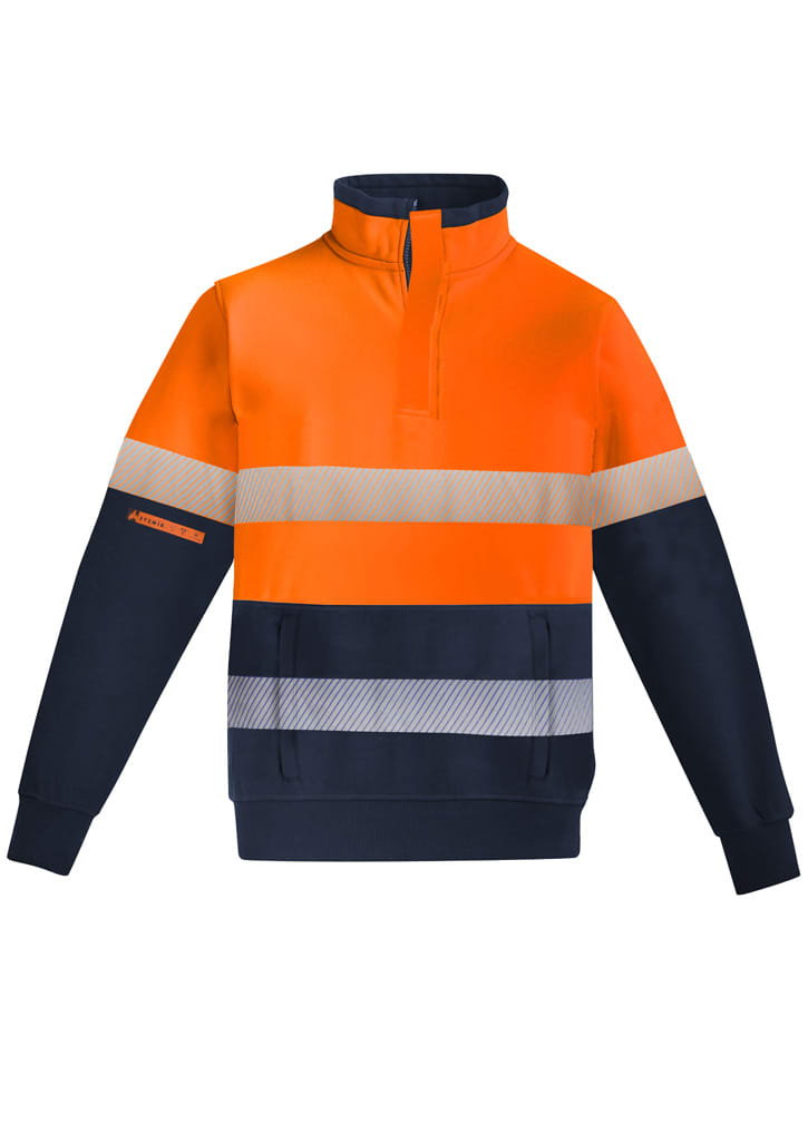 Mens Orange Flame HRC 2 Hoop Taped 1/4 Zip Brushed Fleece