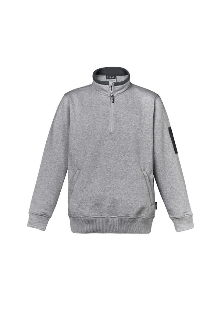 Unisex 1/4 Zip Brushed Fleece Pullover - ZT366 Image Grey Marle/Charcoal