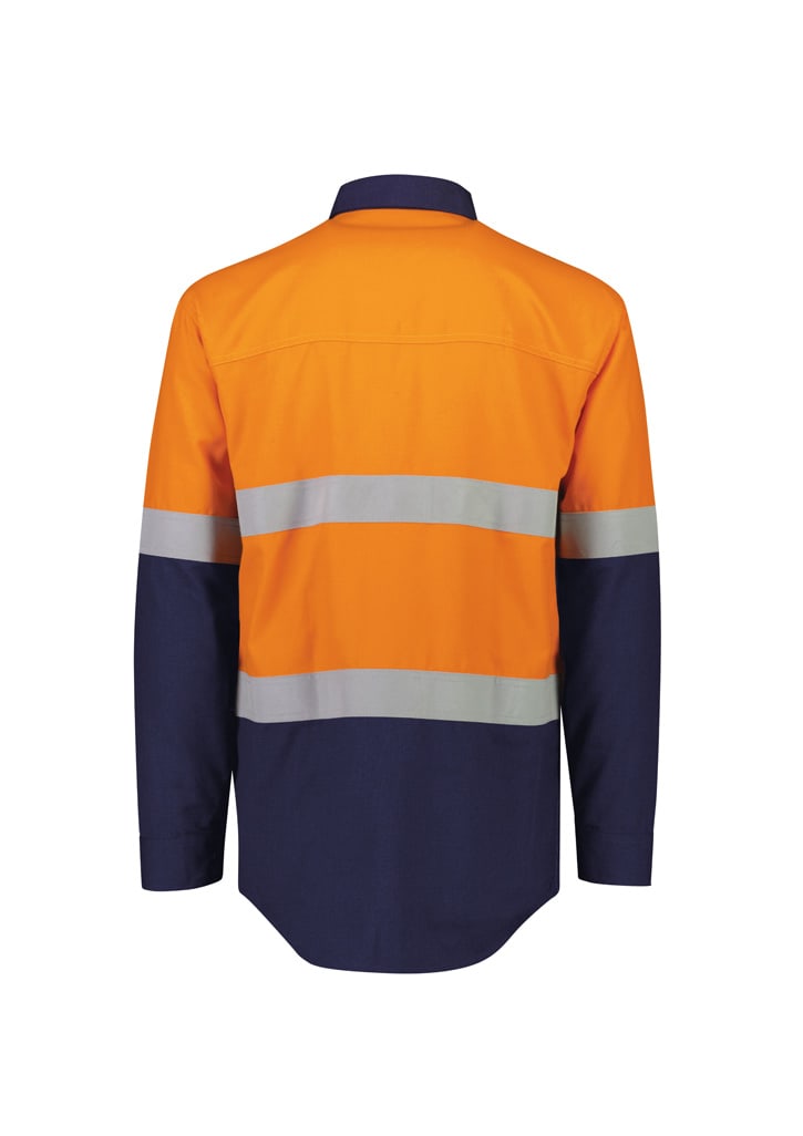 Mens Orange Flame Lightweight Ripstop Spliced Shirt - Hoop Taped - ZW180 Image