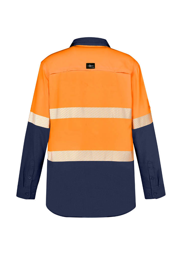 Mens Hi Vis Outdoor Segmented Tape Long Sleeve Shirt - ZW470 Image 