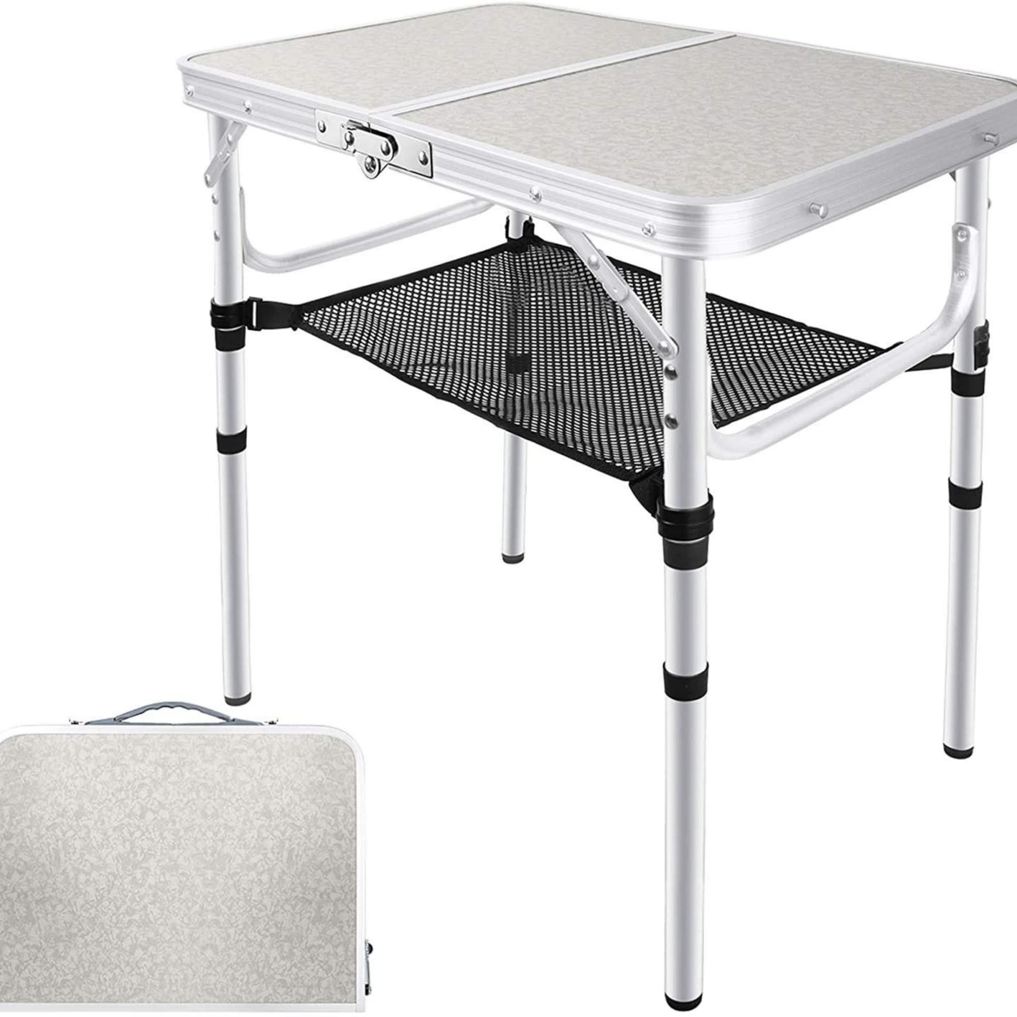 Adjustable Height Camping Table with Mesh Layer