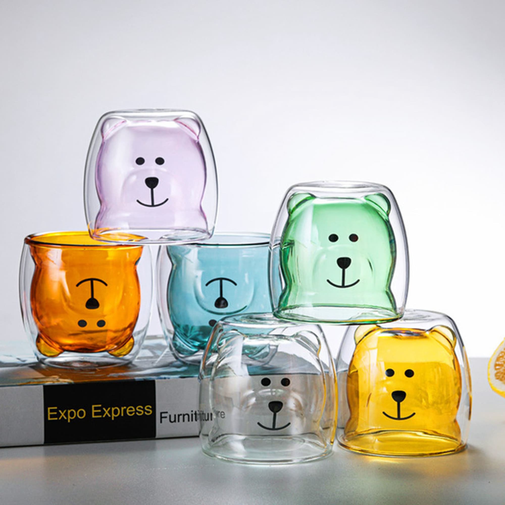 Old Fashioned Glasses Cute Bear Cups - NW05372 Image 