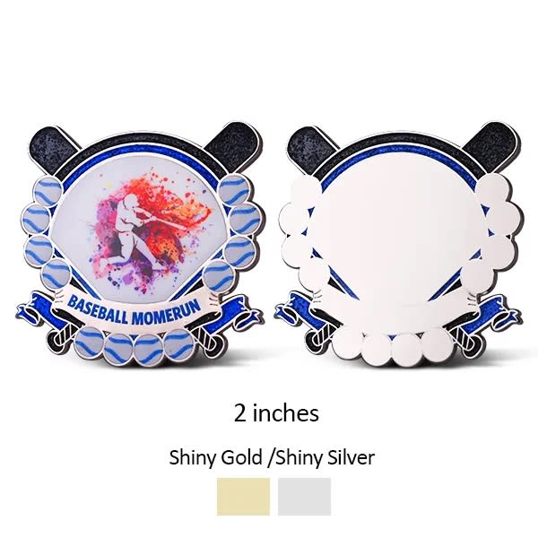 UV Printed Baseball Pins w/ Stock Shape 1.75"