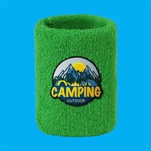 Terry Sweatband Wristbands With Woven Logo