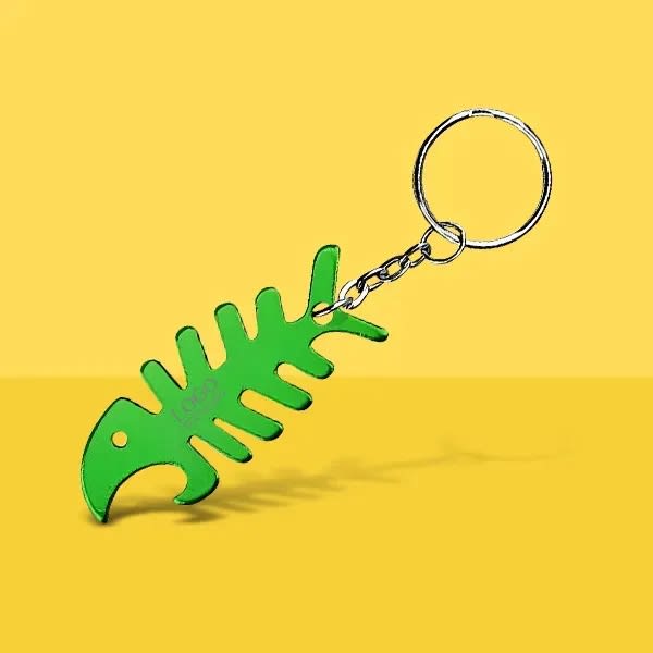 Fish Bone Shaped Bottle Opener Keychain