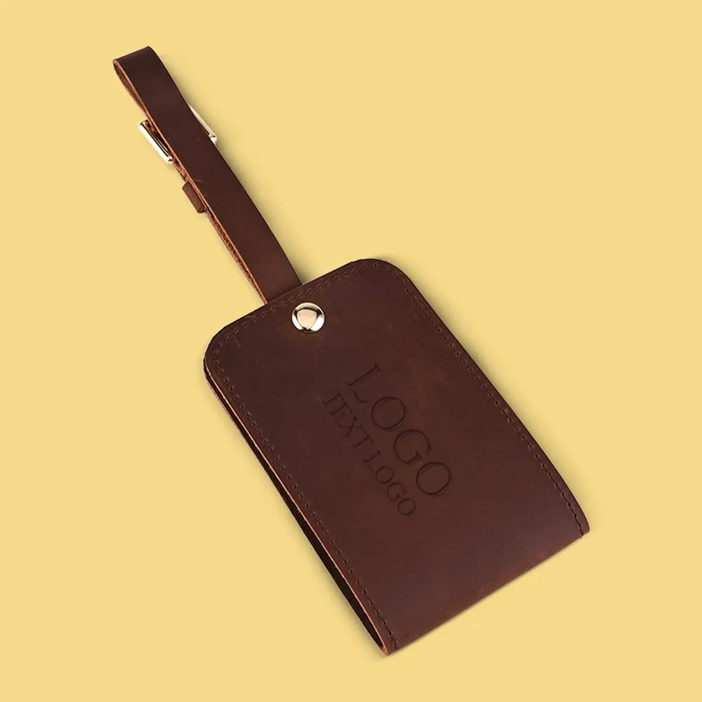 Brown Genuine Leather Luggage Tag
