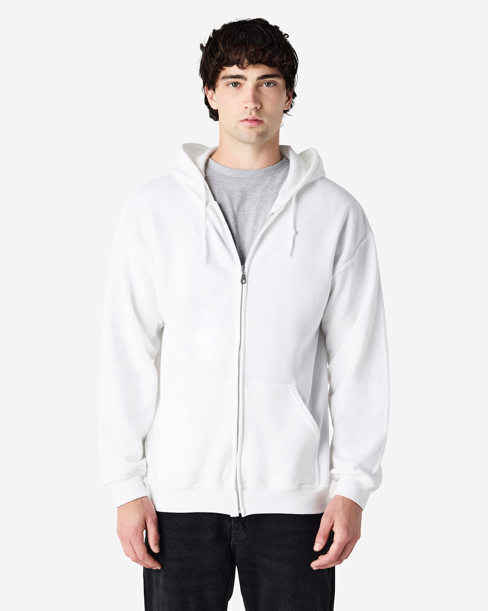 Gildan Heavy Blend Adult Full Zip Hooded Sweatshirt - 18600 Image White