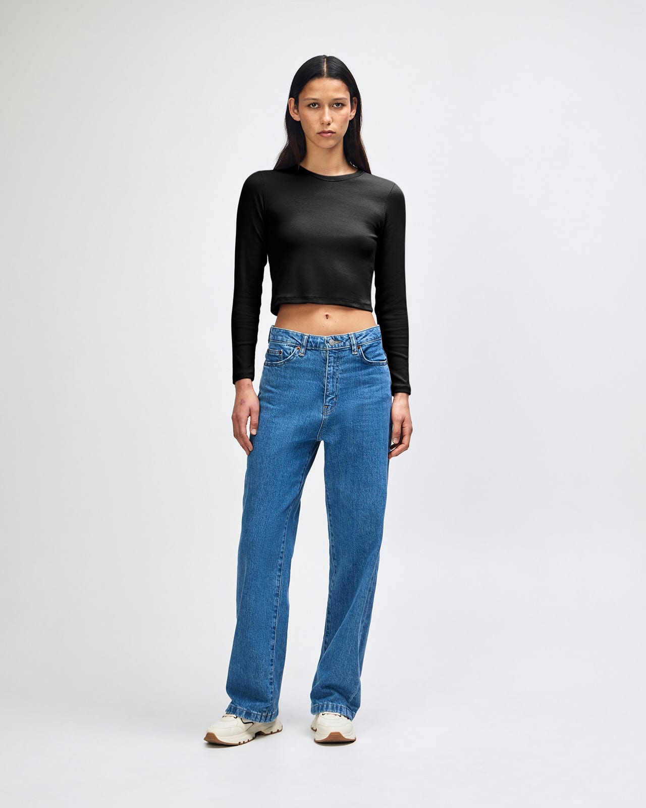 American Apparel Baby Rib Women's LS Crop Fitted T-Shirt GI-BR2107