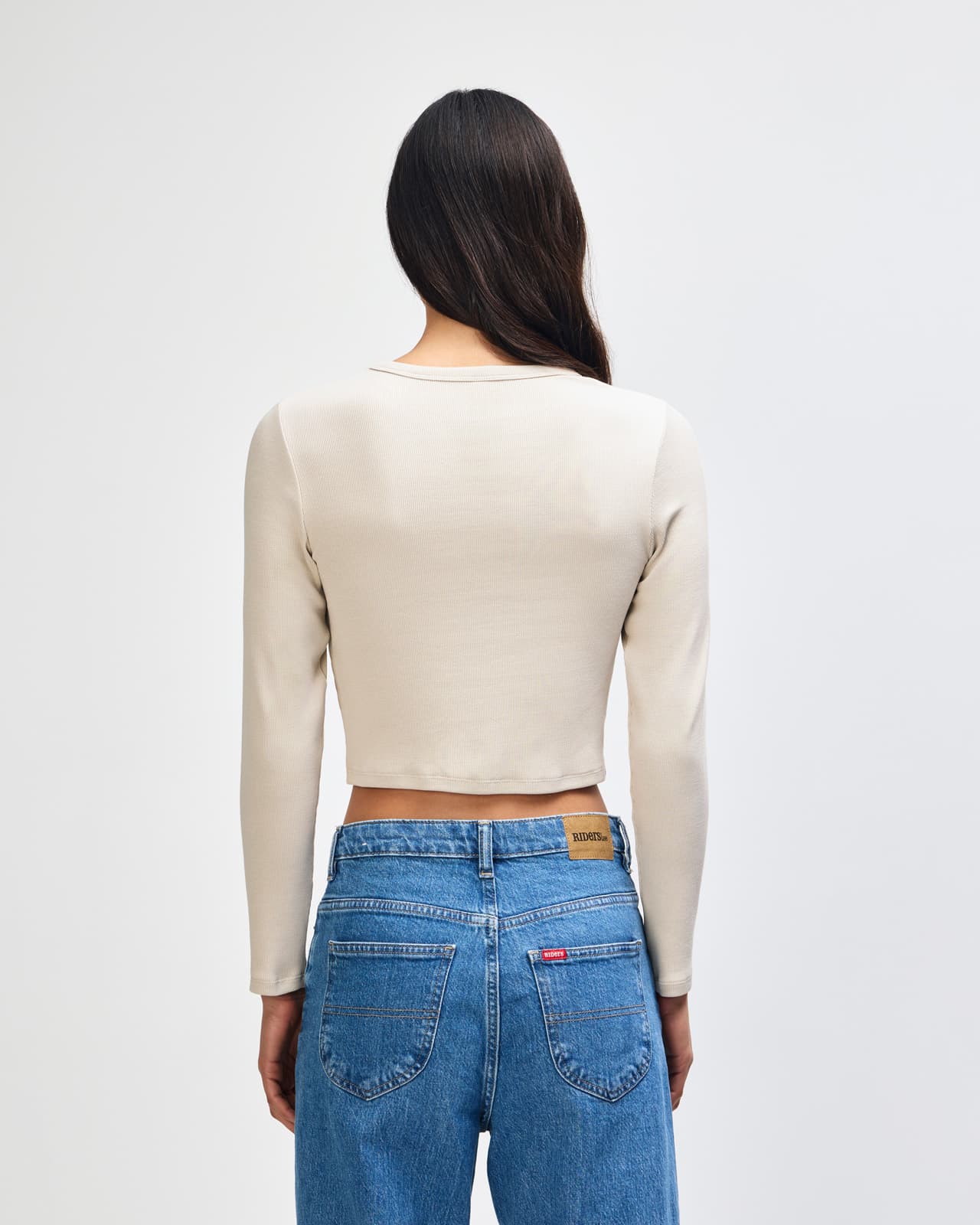 American Apparel Baby Rib Women's LS Crop Fitted T-Shirt GI-BR2107