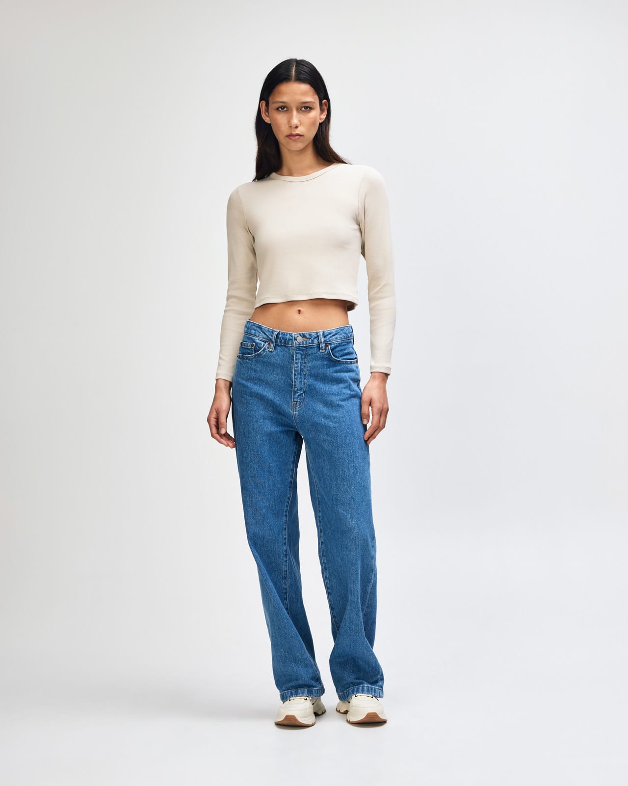 American Apparel Baby Rib Women's LS Crop Fitted T-Shirt GI-BR2107