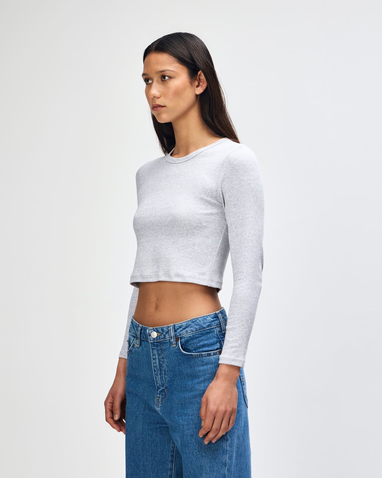 American Apparel Baby Rib Women's LS Crop Fitted T-Shirt GI-BR2107