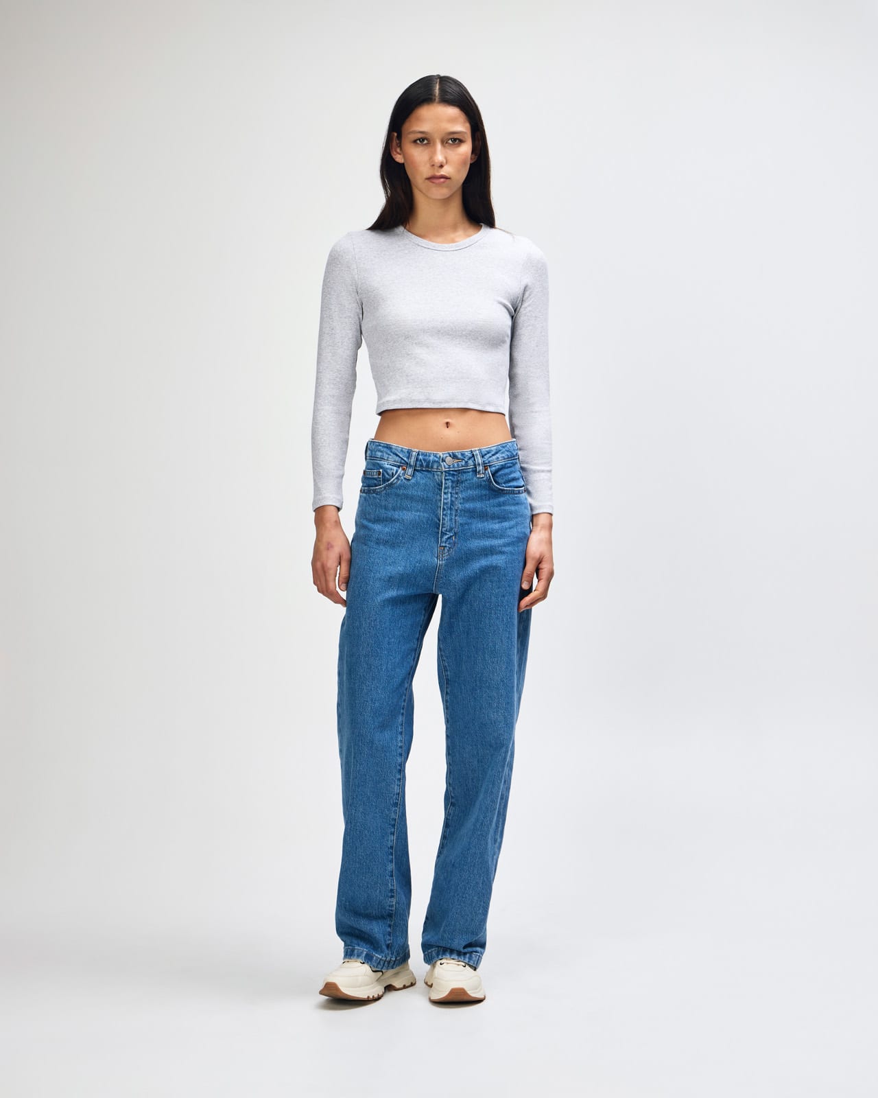 American Apparel Baby Rib Women's LS Crop Fitted T-Shirt GI-BR2107