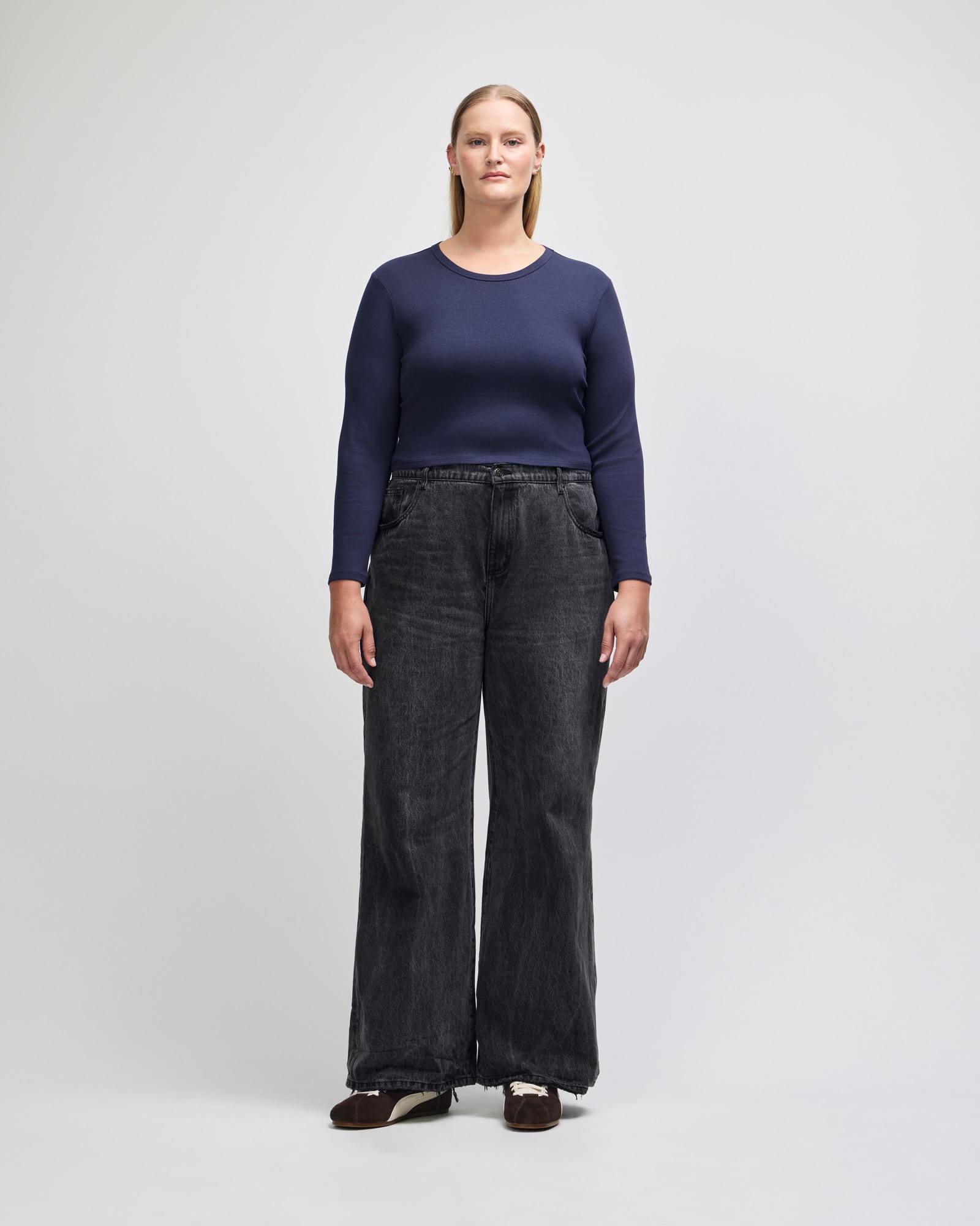 American Apparel Baby Rib Women's LS Crop Fitted T-Shirt GI-BR2107