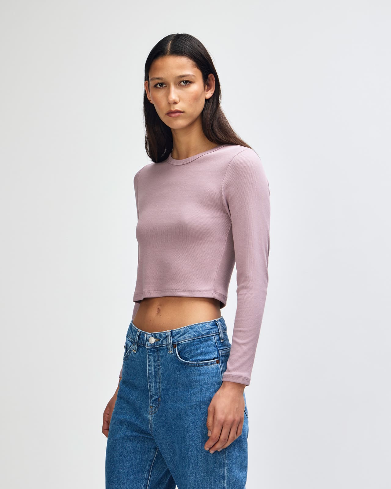 American Apparel Baby Rib Women's LS Crop Fitted T-Shirt GI-BR2107