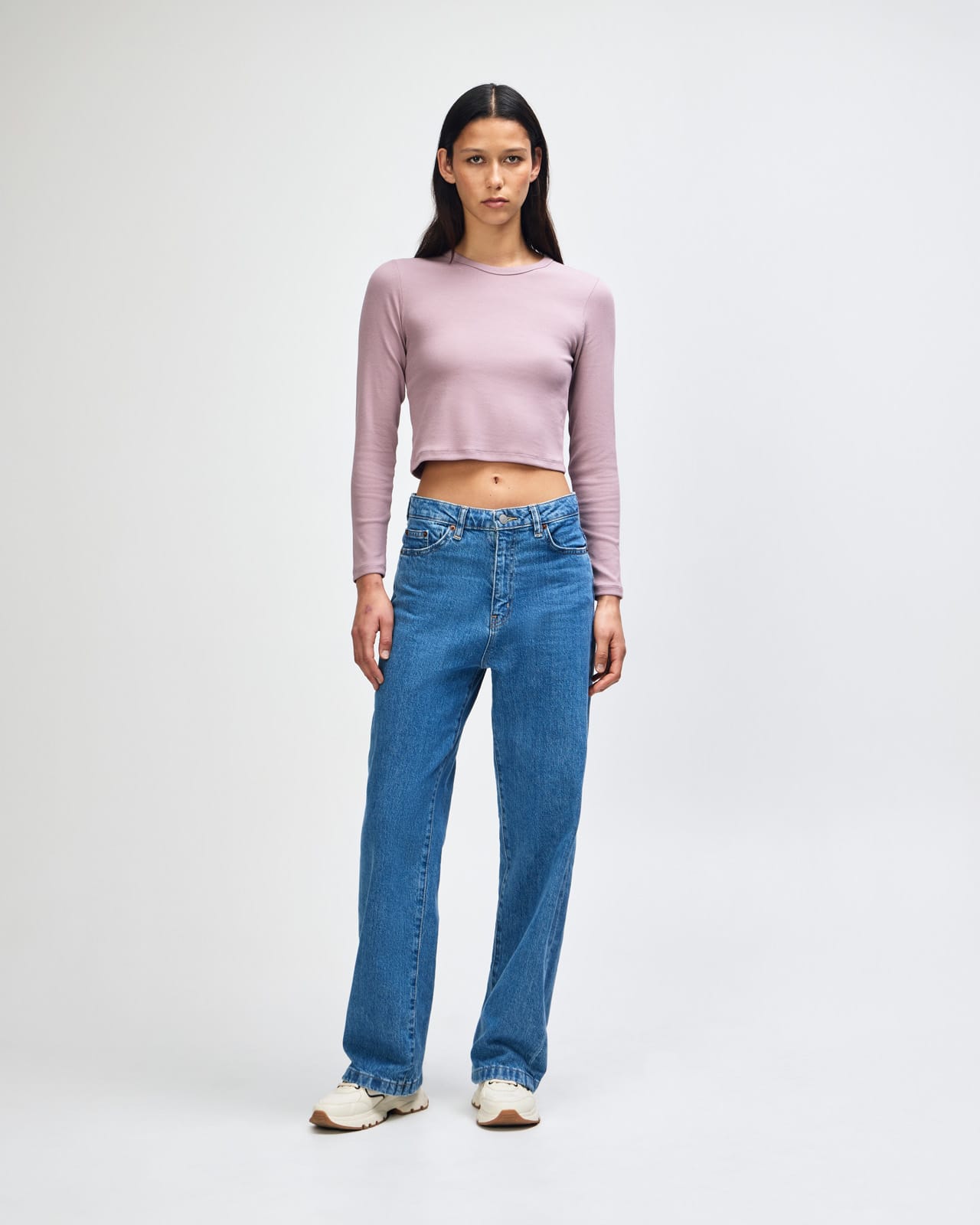 American Apparel Baby Rib Women's LS Crop Fitted T-Shirt GI-BR2107