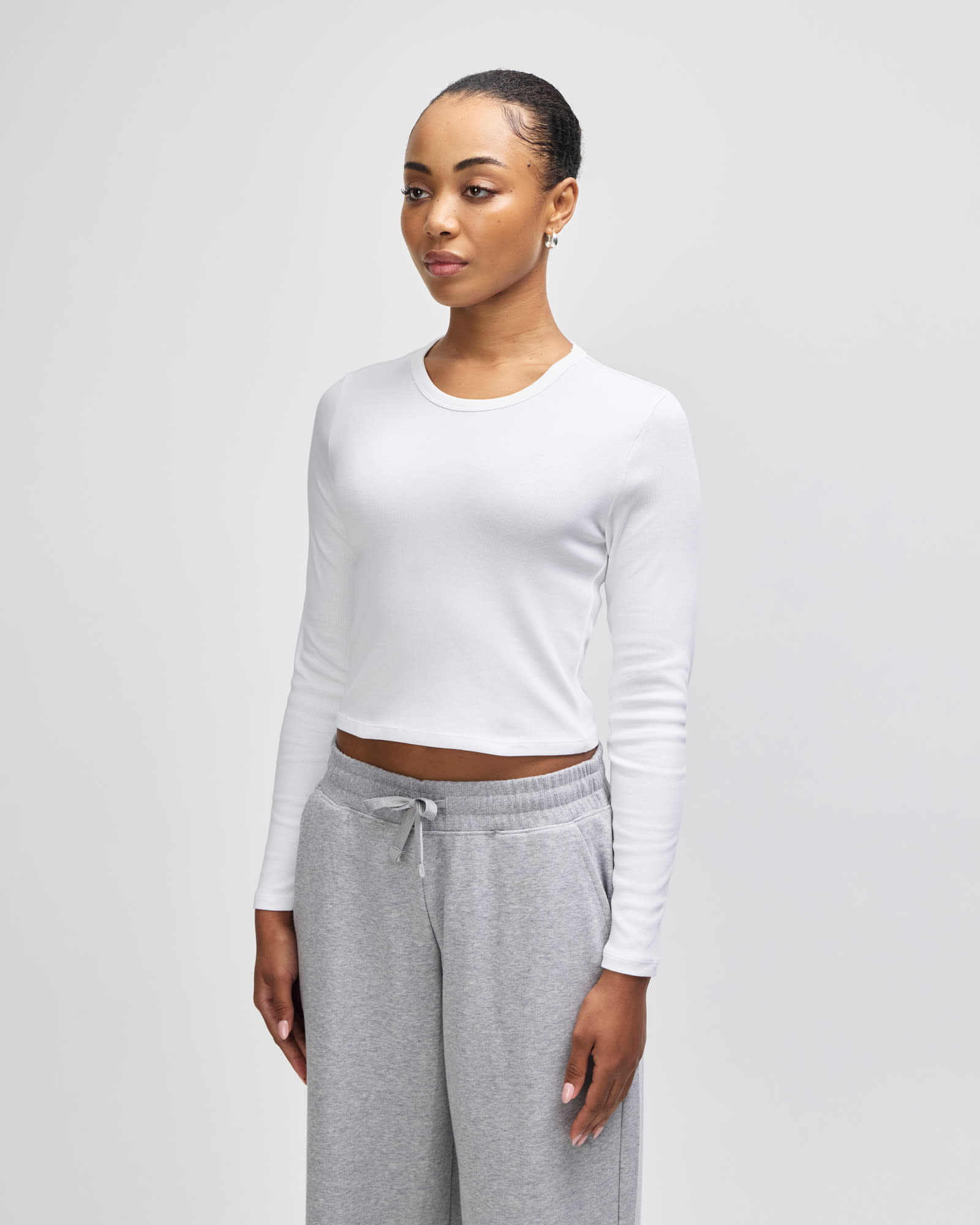 American Apparel Baby Rib Women's LS Crop Fitted T-Shirt GI-BR2107