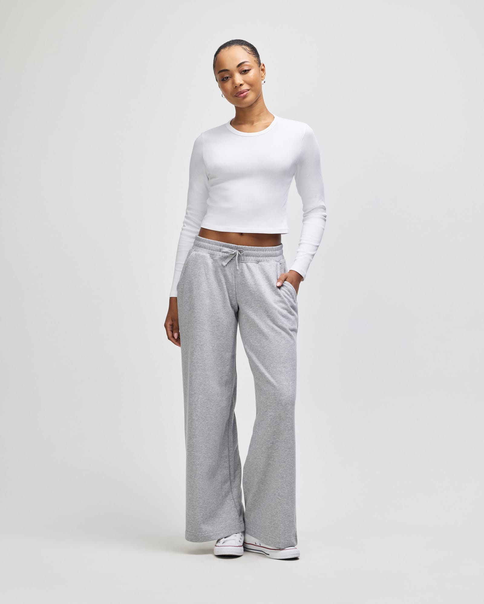 American Apparel Baby Rib Women's LS Crop Fitted T-Shirt GI-BR2107