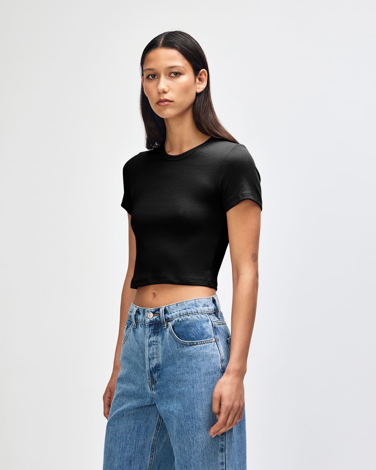 American Apparel Baby Rib Women's Crop Fitted T-Shirt GI-BR210