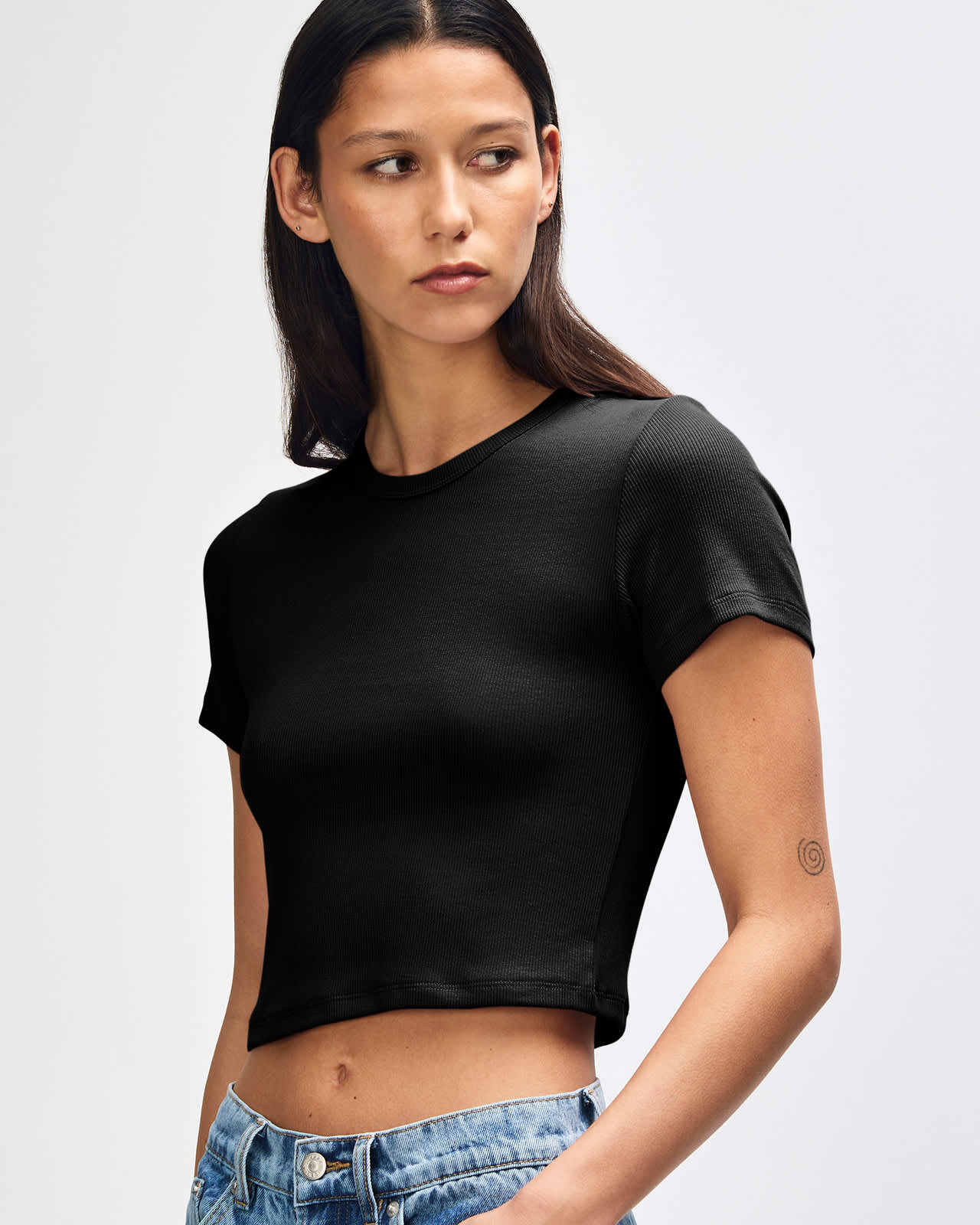 American Apparel Baby Rib Women's Crop Fitted T-Shirt GI-BR210
